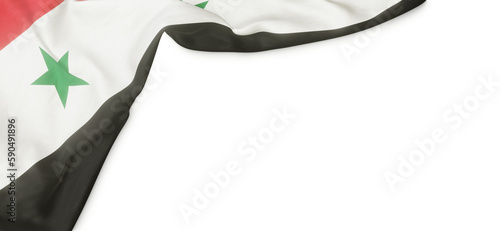 Banner with flag of Syria over transparent background. 3D rendering photo