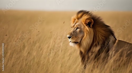 Un lion dans la savane