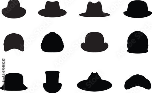 A collection of front view hats
