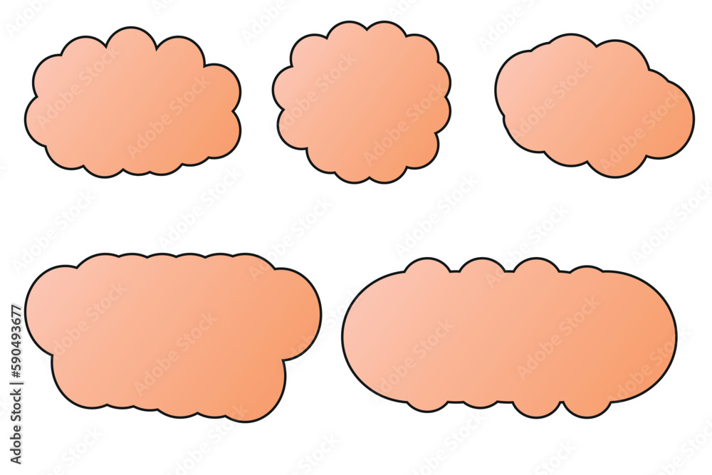 Set of clouds isolated on a white background. Collection of clouds vector illustration.