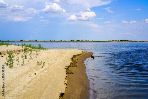 The Great Russian Volga River and its banks.