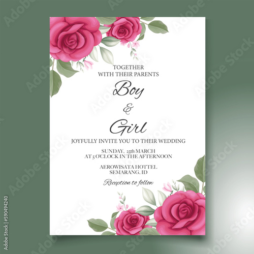 Elegant hand drawing wedding invitation floral design
