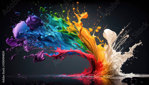 Obraz na płótnie Paint explosion of colors on a dark background w salonie