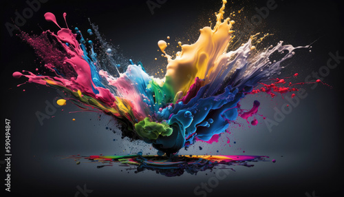 Paint explosion of colors on a dark background