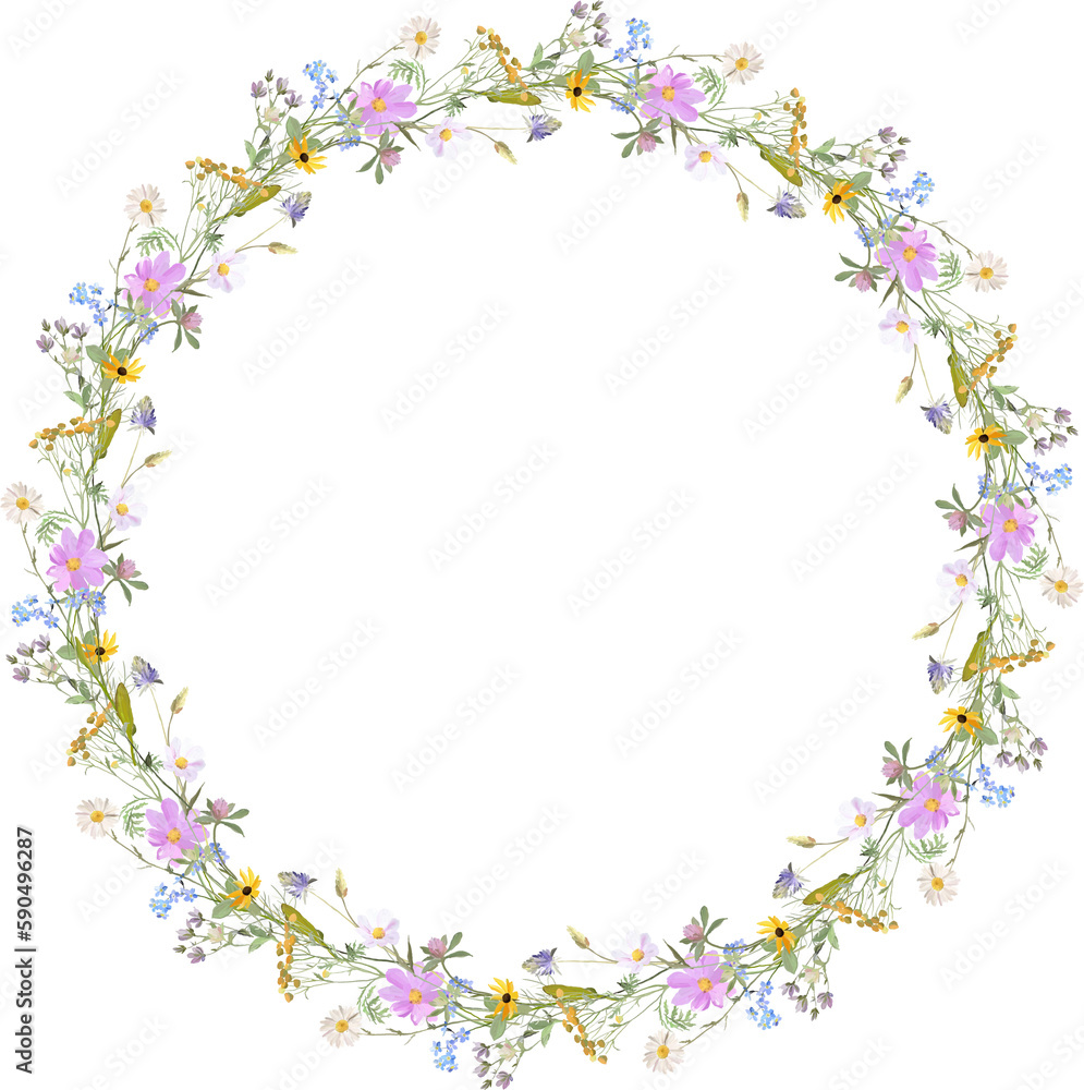 elegant floral frame with meadow flowers