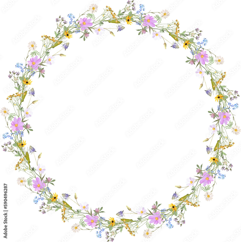 elegant floral frame with meadow flowers elegant floral frame with meadow flowers
