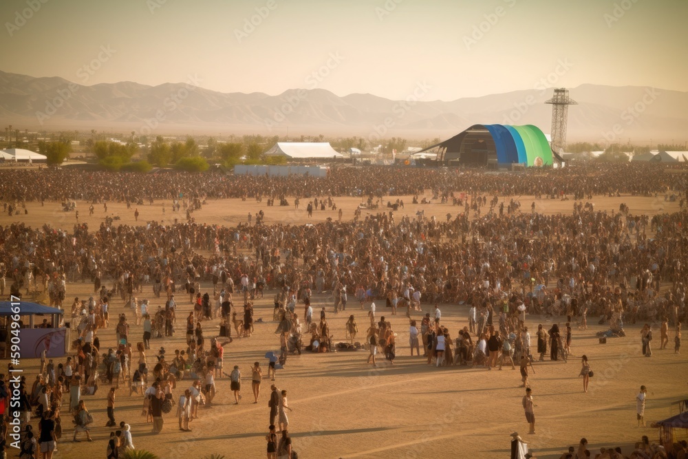 Obraz premium festival crowd of people at beach
