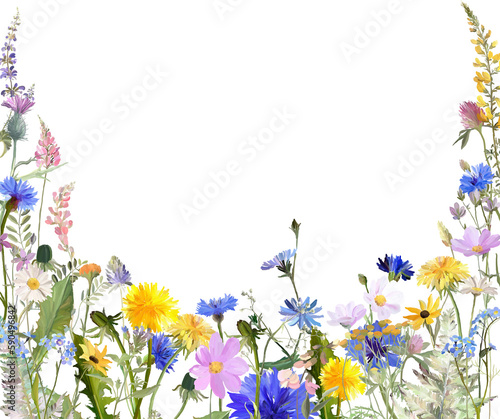 floral background with colorful meadow flowers © milavas