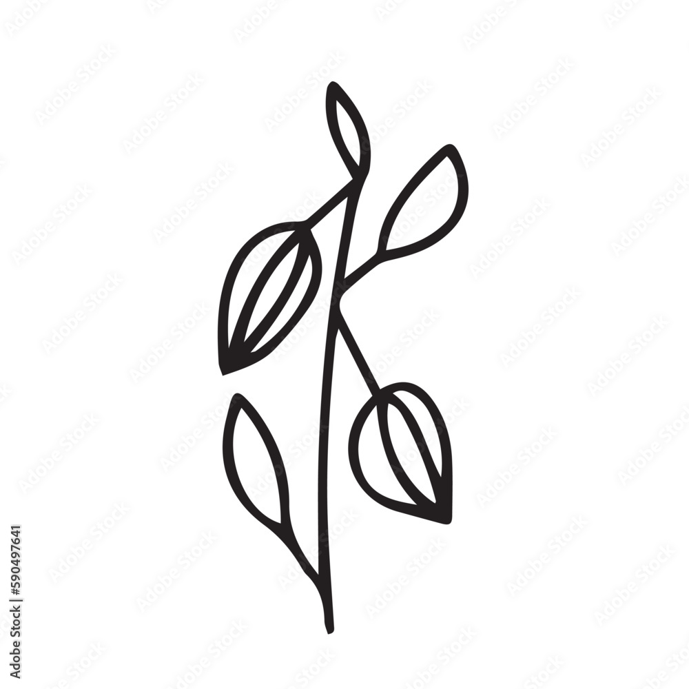 Obraz premium Vector winter cherry doodle illustration