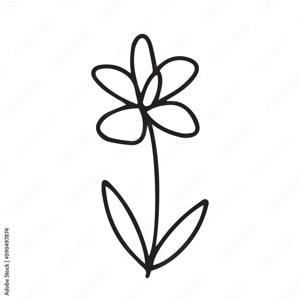 Doodle summer flower illustration. Vector daisy flower doodle Doodle summer flower illustration. Vector daisy flower doodle