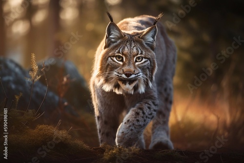 Lynx in nature. Generative AI © Andrii 