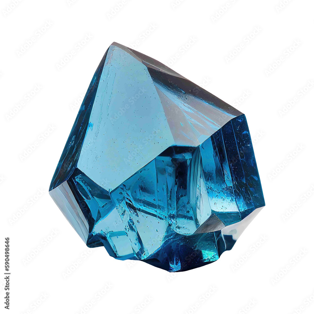 crystal png, blue gem stone transparent background, gemstone isolated, generative ai - obrazy, fototapety, plakaty 