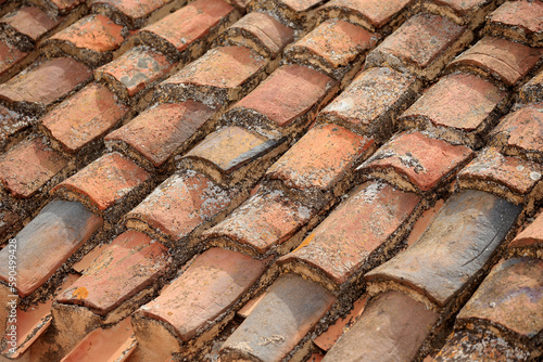 Monemvasia - roofs and chimneys of tenement houses from Byzantine times in Monemvasia in Peloponnese (Greece)