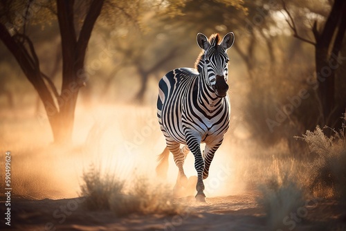 Zebra in nature. Generative AI