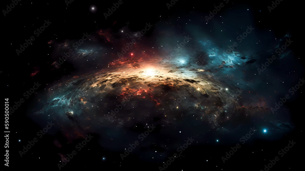 Obraz premium Space scene with planets, stars and nebula. Abstract space background with nebula and stars. Generative AI technology.