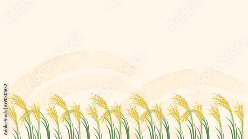 稲穂が横に並んだ背景イラスト