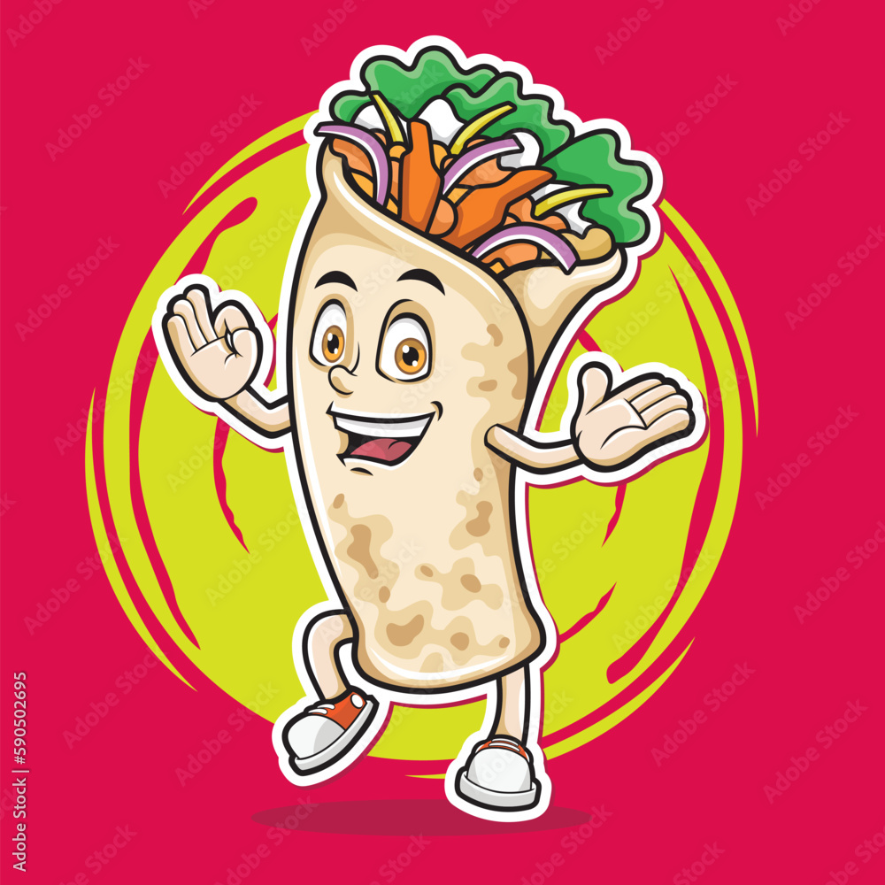 Kebab Shawarma Mascot Logo Design Kebab Shawarma Mascot Logo Design