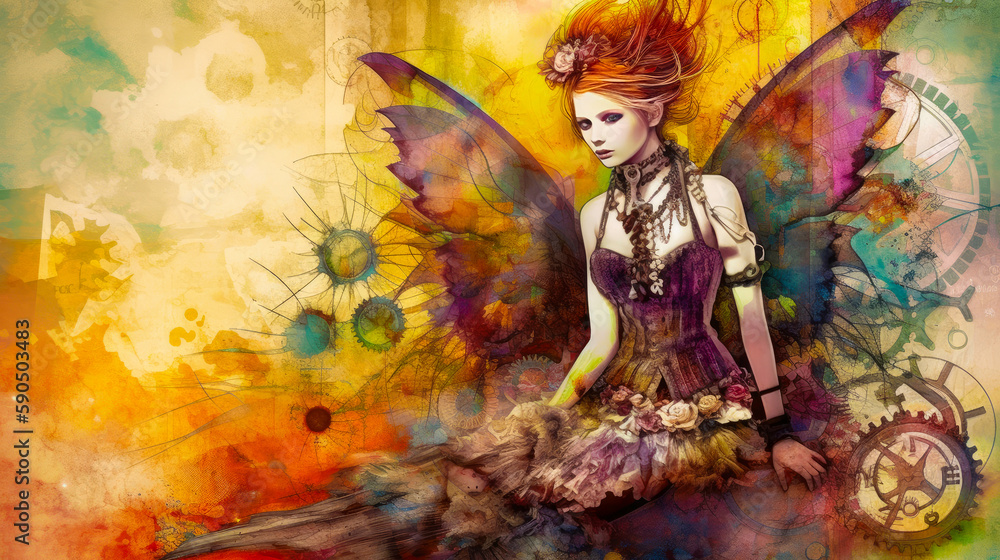 Fototapeta premium Generative AI Cybergoth Fairies