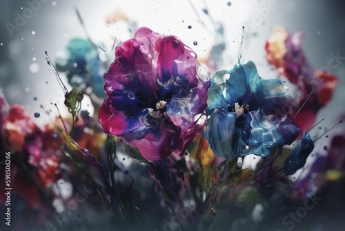 watercolor flowers, Generative AI