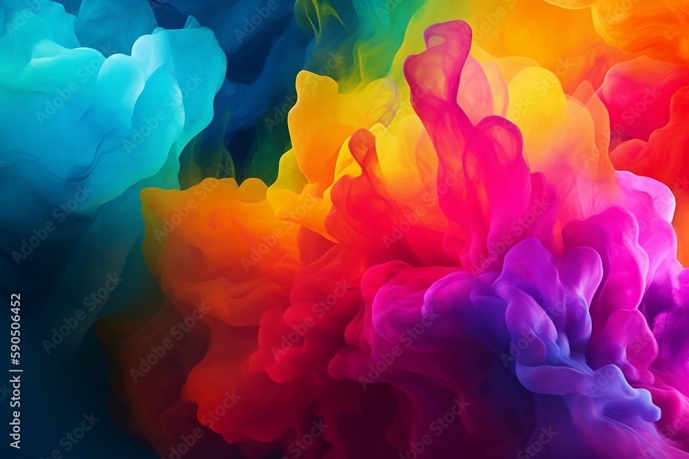 Fototapeta premium Bright vibrant, flowing, colorful explosion rainbow, mesmerizing background wallpaper.