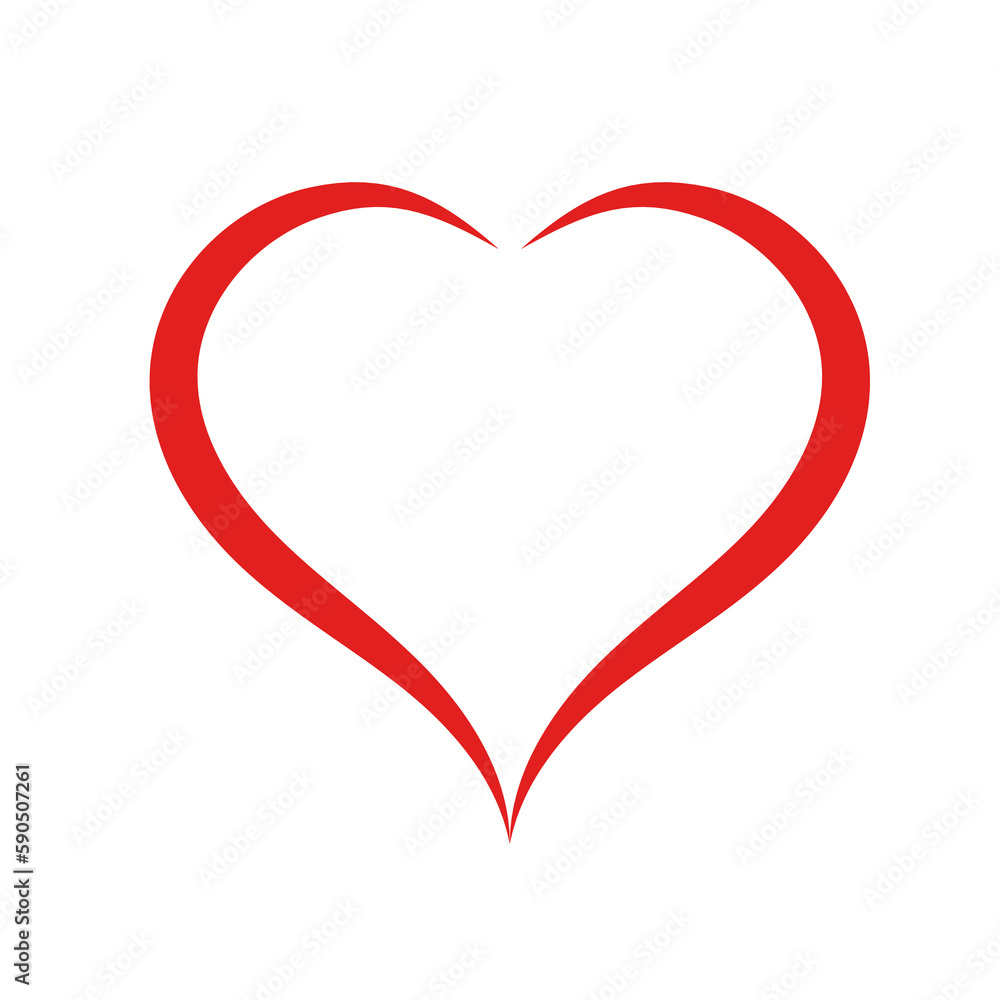 Red abstract art heart shape symbol logo icon or frame with empty space for text in PNG format.
