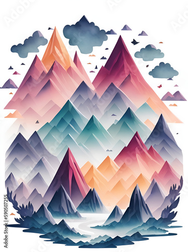 abstract mountains mountainscape horizon. AI generated illustration