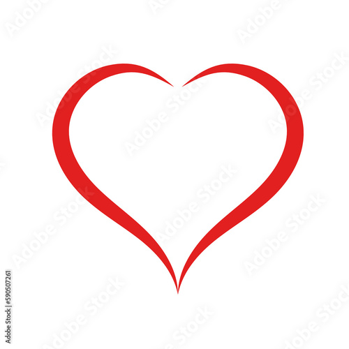 Red abstract art heart shape symbol logo icon or frame with empty space for text in PNG format. 