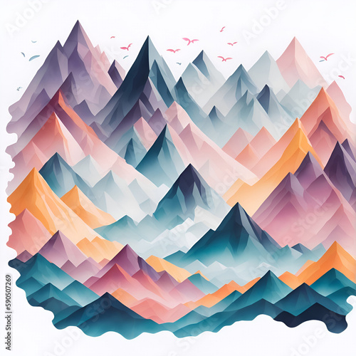 abstract mountains mountainscape horizon. AI generated illustration © vector_master