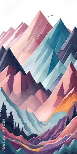 abstract mountains mountainscape horizon. AI generated illustration