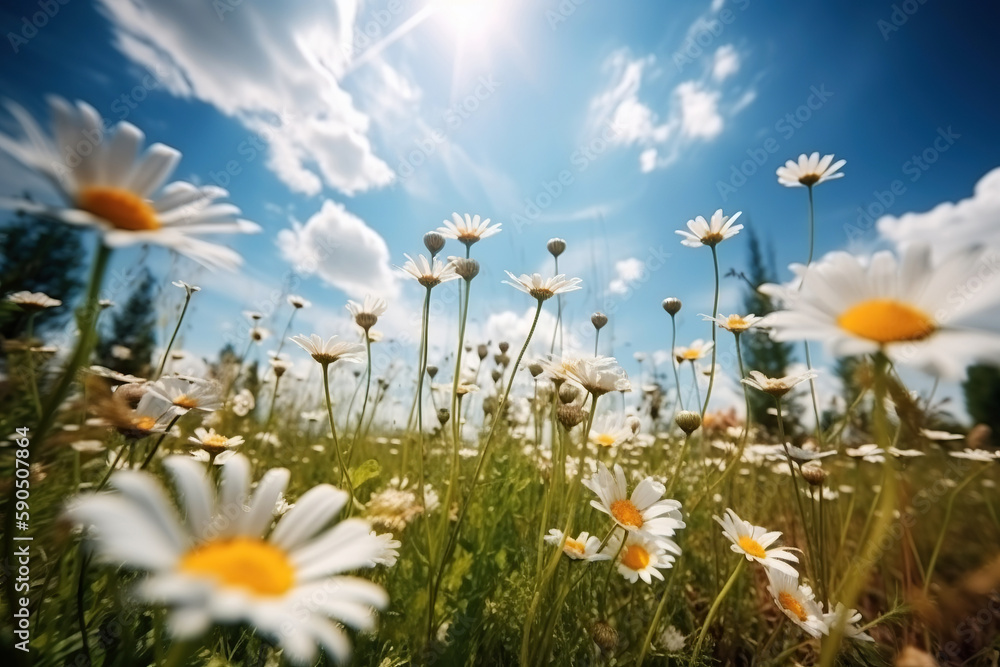 ai generated illustration of  Meadow of daisies