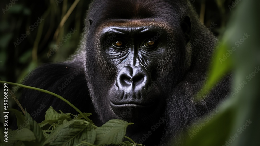 Fototapeta premium Inquisitive Gorilla in the Wild