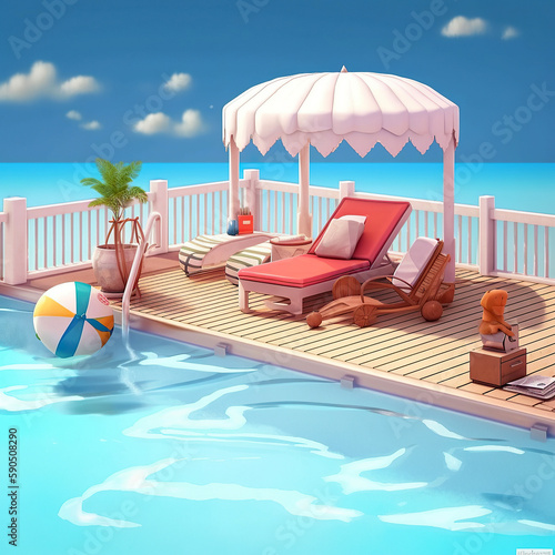 ai generated illustration of floating private swimming pool