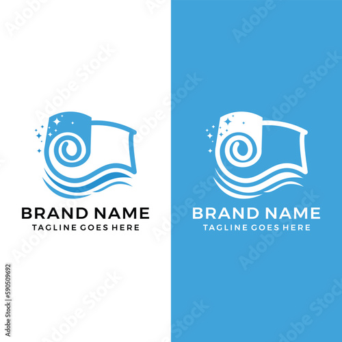 cleaning carpet logo, Vector thin sign of fitness mat, fabric roll logo template 