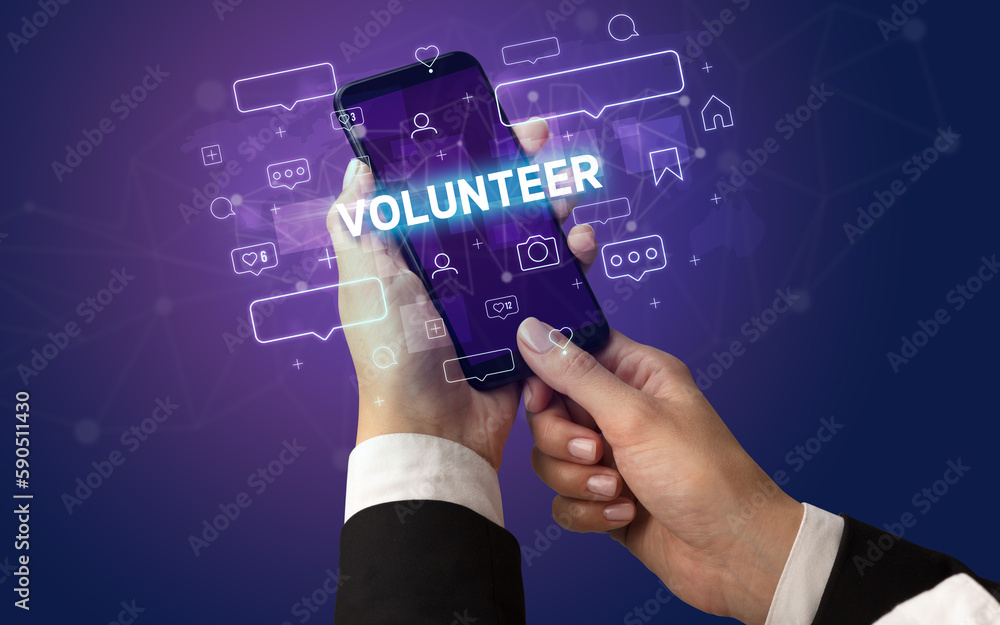 Obraz premium Hand using smartphone with social media concept