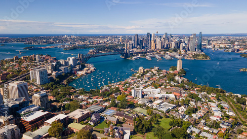 Photography Aerial drone panoramic view of Sydney City and Sydney Harbour looking from above