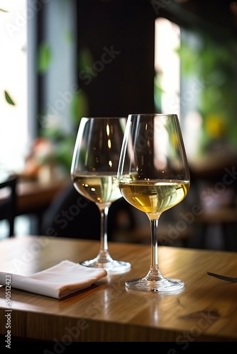 two glassess of white wine, ai generated, Generative AI