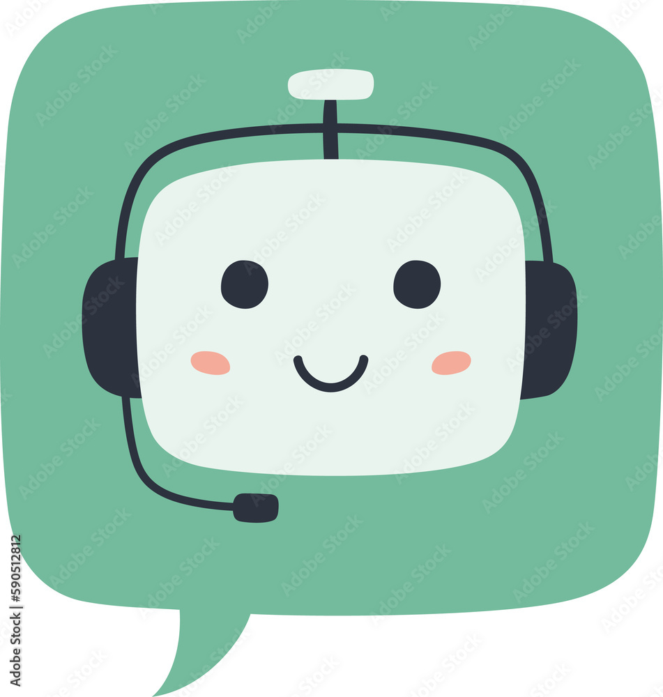 AI chat bot assistant in green speech bubble illustration, png transparent background AI chat bot assistant in green speech bubble illustration, png transparent background
