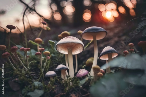 mushroom in the forest,mushroom in autumn forest,mushrooms in the woods © Moon