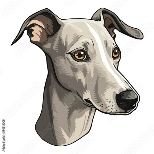 Leinwand Poster Italian Greyhound Dog Flat Icon Isolated On White Background
