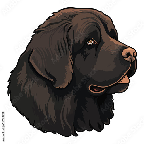 Newfoundland Dog Flat Icon Isolated On White Background
