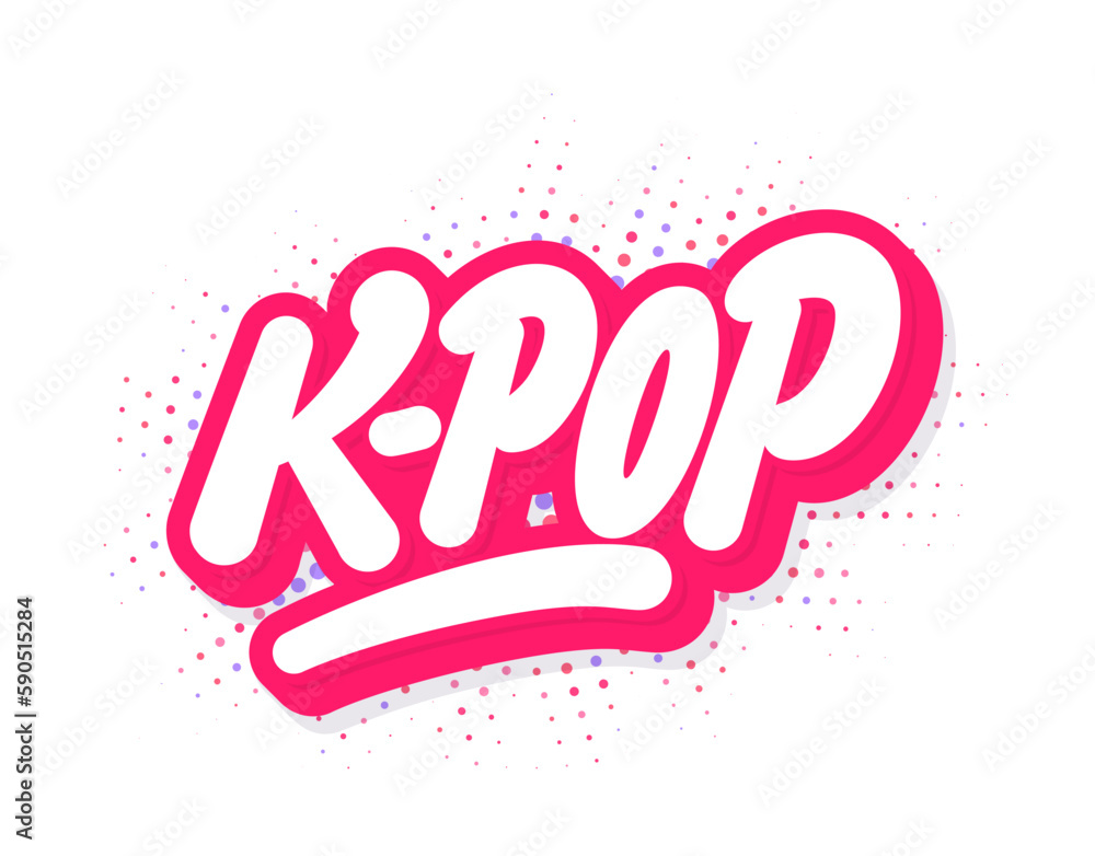 K-pop. Korean pop music style. Vector handwritten lettering. Stock ...