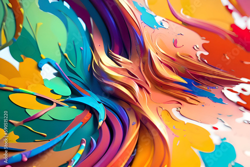 AI generated Vivid Colorful 3D Paint Background