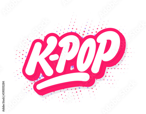 K-pop. Korean pop music style. Vector handwritten lettering.