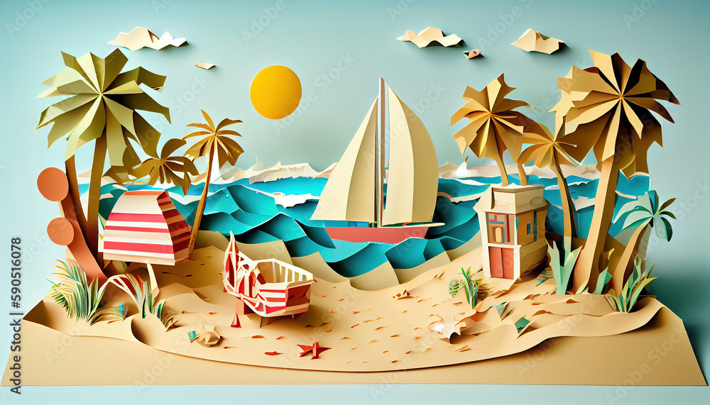Obraz premium Summer creative idea illustration. Generative AI.