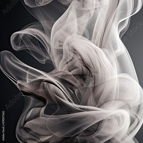 a central mass of white and gray smoke patterns, rendered in a digital style with a high degree of precision