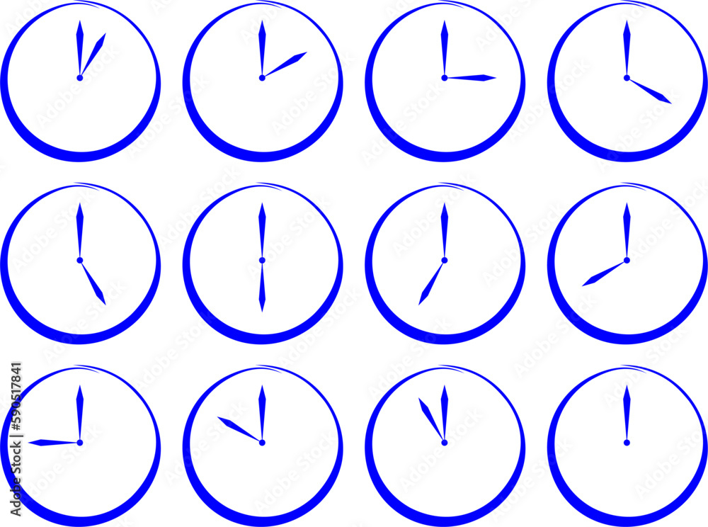 color clock, all hours, 1 hour, 2 3 4 5 6 7 8 9 10 11 12 hours color clock, all hours, 1 hour, 2 3 4 5 6 7 8 9 10 11 12 hours