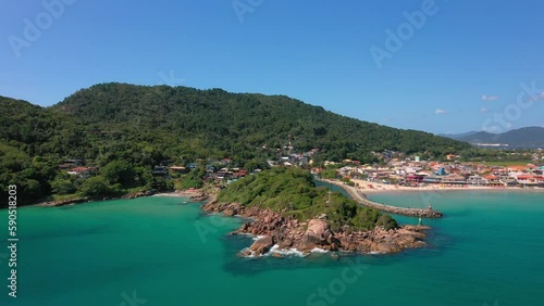 Aerial image from the beach Barra da Lagoa on the island of Florianópolis Santa Catarina Brazil