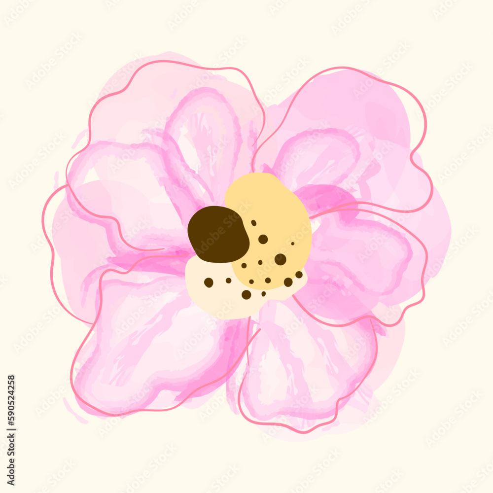 Obraz premium watercolor brush rose boho art vector illustration