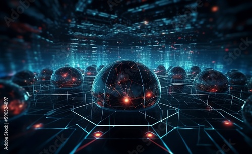 Cyberspace network hosts and connections of individual networks 
