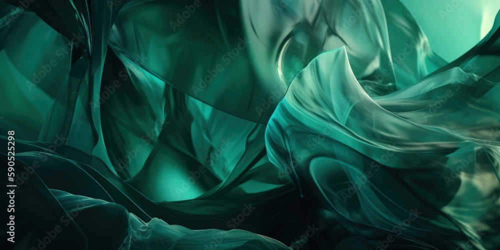 Exquisite translucent emerald green glass sculpture, formed in flame, melted to a smooth sparkling and lustrous flowing curved shine, macro closeup with dark backdrop - generative AI. Exquisite translucent emerald green glass sculpture, formed in flame, melted to a smooth sparkling and lustrous flowing curved shine, macro closeup with dark backdrop - generative AI.